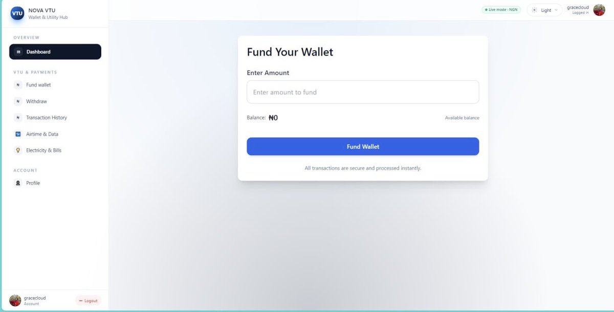 Drewfx01's tweet image. Day 20 of building with Django. 
Building a fullstack VTU App. 

Today I add the transaction history page, with filters and proper formatting based on types and purpose.