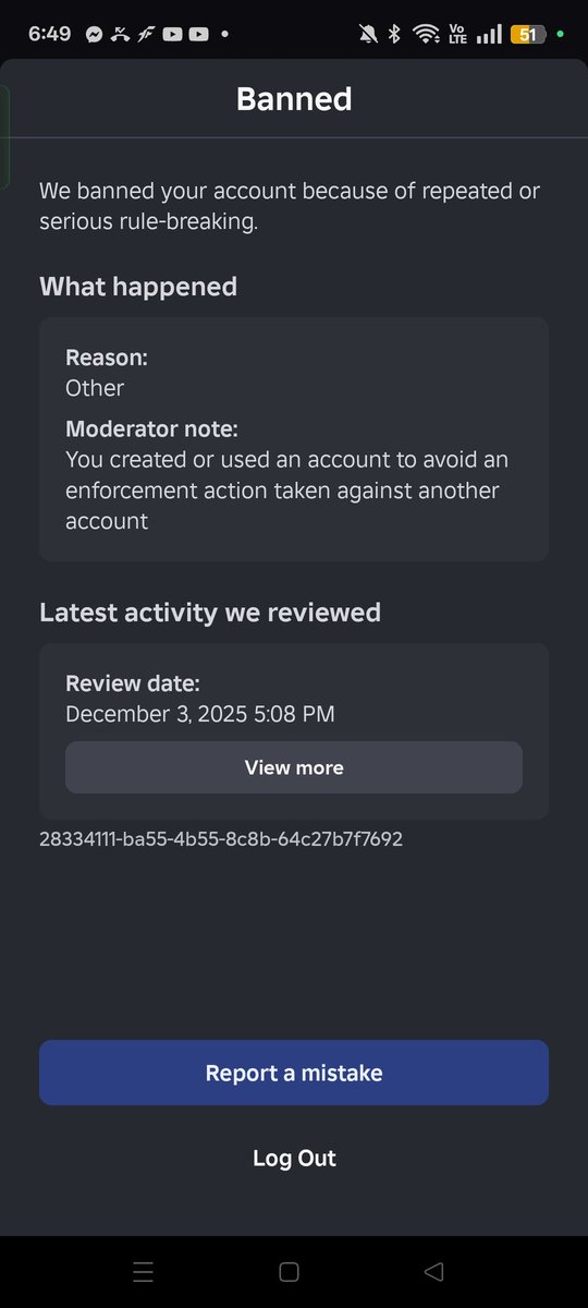bloxifiedzero's tweet photo. So this was just yesterday, this is somehow ironic because i never have made a different account to avoid any enforcement taken against another account.
What's with this lately?? #ROBLOX https://t.co/ukCNNr9qCT