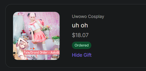 HazyDazeASMR's tweet photo. someone bought me an Astolfo cosplay! I guess I'll have to do another IRL asmr video... 

:3 https://t.co/B31EiSXAfx