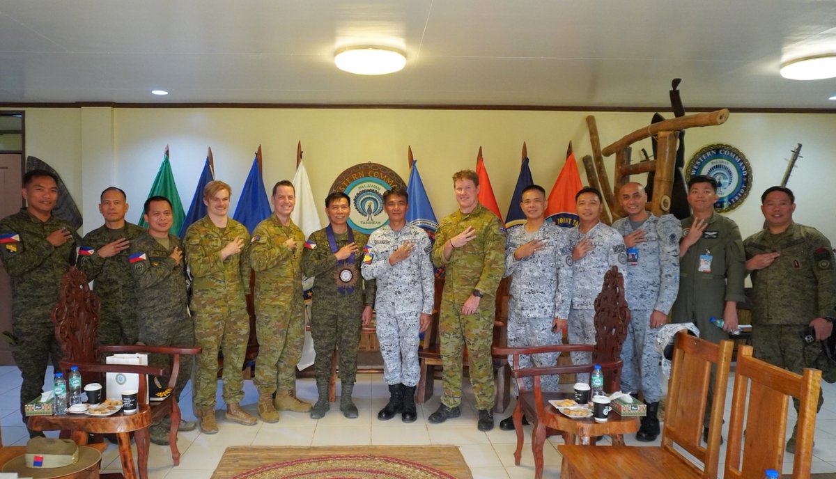 TeamWESCOM's tweet photo. IN PHOTOS || Commander, Joint Special Operations Command visits Western Command

CAMP RICARTE, Puerto Princesa City – The Western Command (WESCOM), Armed Forces of the Philippines (AFP), welcomed the visit of Brigadier General Eliglen F Villaflor PA, Commander, Joint Special Operations Command (JSOC), AFP on November 28, 2025 at the Headquarters, WESCOM.

Upon arrival, Brigadier General Villaflor was accorded sideboys honors, with Commodore Charles Merric A Villanueva PN, Deputy Commander for External Defense Operations, WESCOM, serving as the receiving officer. Following the honors, Brigadier General Villaflor paid a courtesy call on Vice Admiral Alfonso F Torres Jr PN, Commander, WESCOM, represented by Commodore Villanueva. During the engagement, both officials conducted focused discussions and briefings highlighting WESCOM’s operating environment, emerging security challenges, and ongoing joint coordination with special operations units. The dialogue included initial assessments of mission-support requirements, special operations integration, interoperability priorities, and the current operational posture across WESCOM’s Joint Operational Area (JOA), as well as the significance of ongoing bilateral coordination with Australia.

The visit underscored the critical role of WESCOM-JSOC cooperation in enhancing joint operational readiness, deepening inter-service coordination, and advancing the AFP’s capacity to respond swiftly to evolving threats. Both commands reaffirmed their shared commitment to strengthening security, stability, and mission effectiveness across WESCOM’s JOA through enhanced special operations support, improved joint planning, and sustained operational collaboration.

#AFPyoucanTRUST
#TeamWESCOM
#wescomtransformationroadmap
#patriotsanddefenders
#OneAFPOnePhilippines
#StrongAFPStrongPhilippines
#OurSeasOurRightsOurFuture