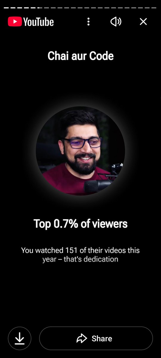 I guess this year was full of learning by the help of <a href="/Hiteshdotcom/">Hitesh Choudhary</a> sir .
YouTube recap made it clear 

Really looking forward to learn more cool stuff in 2026.....