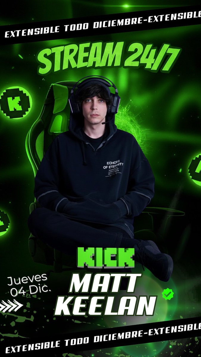 mañana empieza mi primer extensible/subathon en kick 👀

vamos a estar en stream 24/7 TODO diciembre hasta año nuevo (si es que se llega a la meta)

me verán dormir y prometo variedad y IRLs diarios 🧌

empezamos a las 2pm mañana jueves 04 de dic.