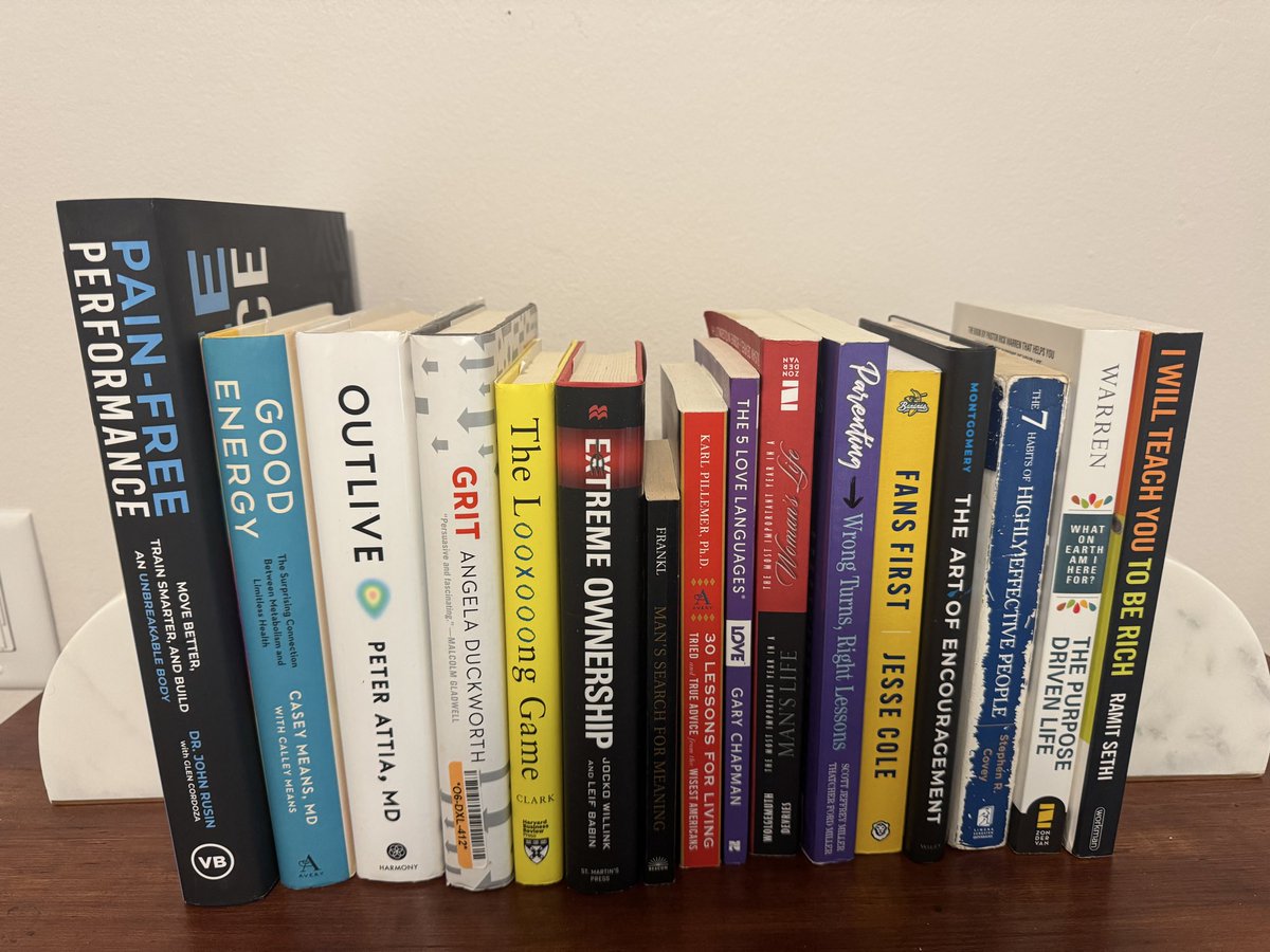 Your bookshelf is a window into your priorities.
My goal is for mine to say I care about my body, my mindset, my money, my people, and my faith.
Read like the person you want to become.