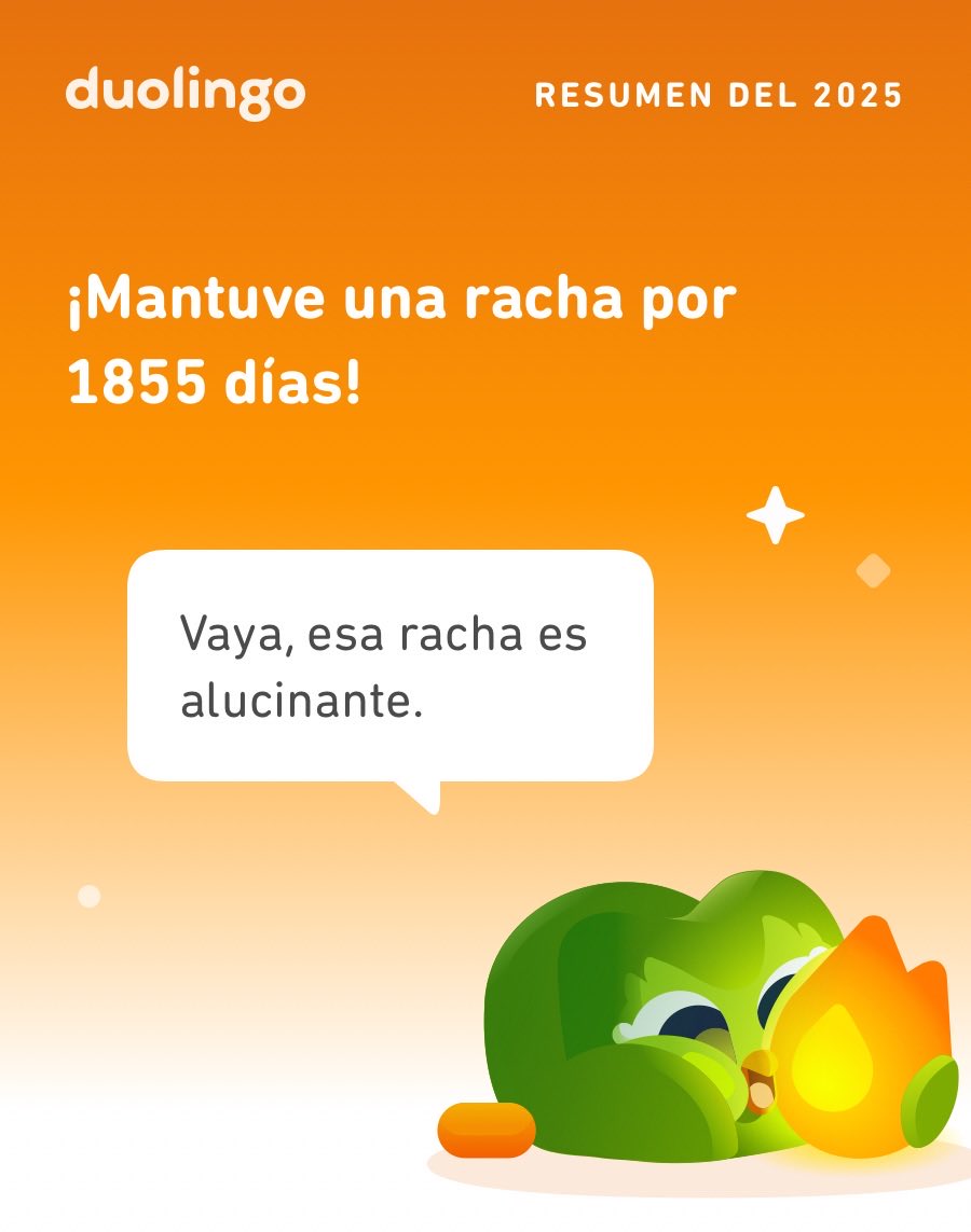 ¡Miren cuánto aprendí en Duolingo este 2025! ¿Qué tal ustedes?  #Duolingo365