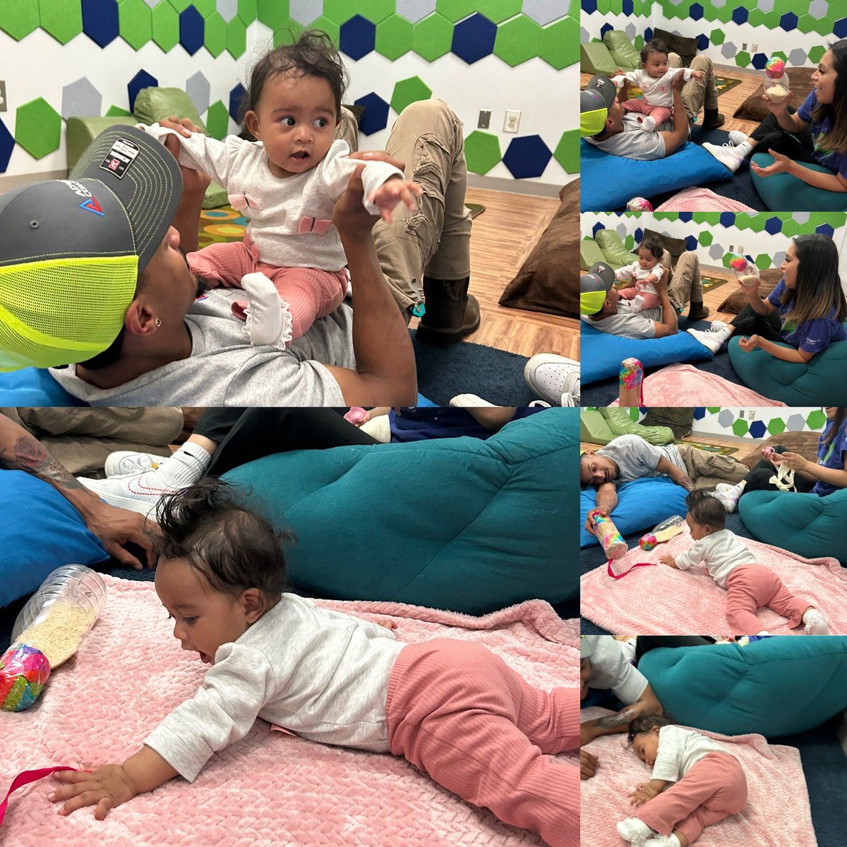 RCPS_EarlyLearn's tweet image. Mom, dad and student C rolling, kicking, and sitting up during a PAT visit with Mrs. Gutierrez 
#pat #dph #familyfun #parentsasteachers
