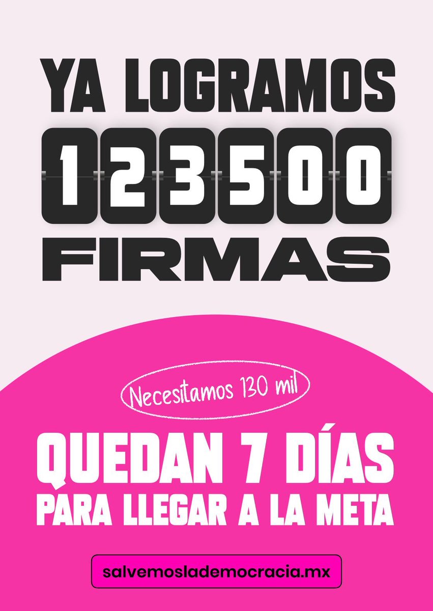 Estamos a 6,500 firmas de la meta. Con 130 MIL eres un LEGISLADOR CIUDADANO y el Congreso tiene que tomar en cuenta nuestra propuesta:

1. Árbitro justo
2. Cancha pareja
3. Cero trampas
4. Fuera la delincuencia
5. No al chapulineo y la sobre-representación

FIRMA AQUÍ 👇🏼