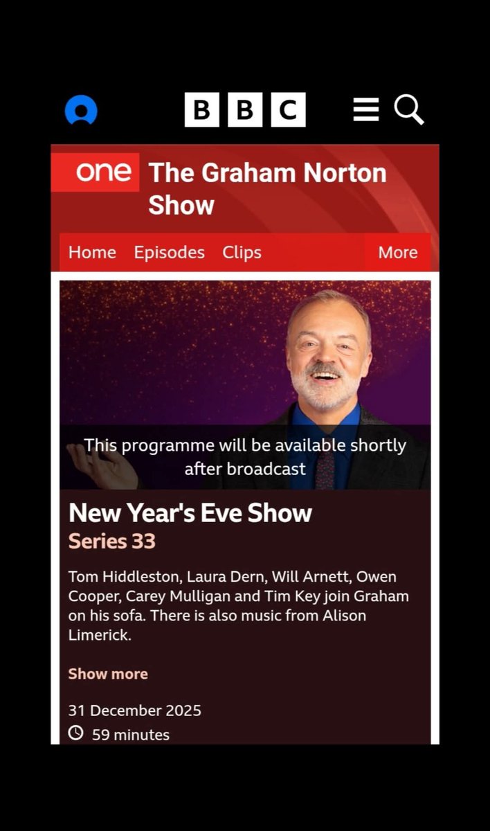 TomHidFansLATAM's tweet photo. Nuevo‼️
Tom ha sido invitado al Graham Norton Show para el programa de especial por el fin de año.
#tomhiddleston #grahamnorton #twhiddleston #thegrahamnortonshow #hiddleslovers #tomhiddlestonfanslatam #hiddlesarmy #tomhiddlestonlatam https://t.co/O6UOzBR2J8