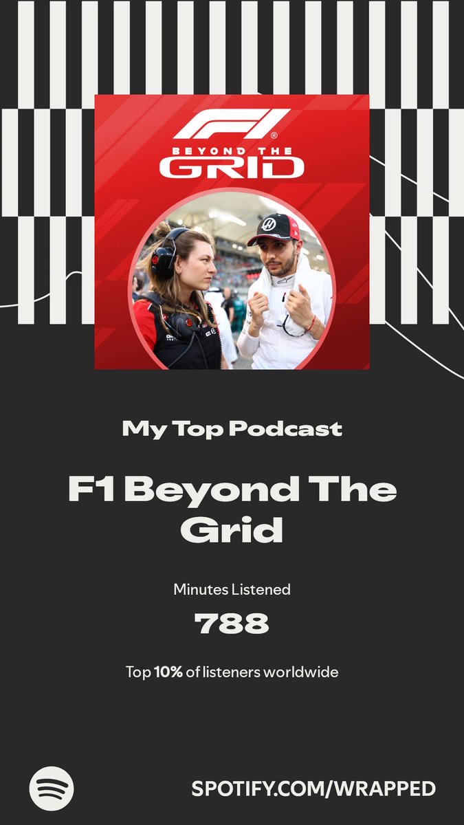 Bigtimer146's tweet photo. F1 Beyond The Grid got my top spot. More in my #SpotifyWrapped.   https://t.co/cQ9xxD4qcP https://t.co/BTQFnGlhA9
