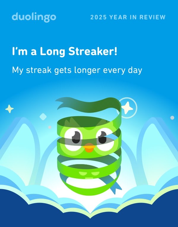 VincentMata's tweet photo. Look how much I learned on Duolingo in 2025! How did you do? #Duolingo365 https://t.co/PrNOyrtM3c