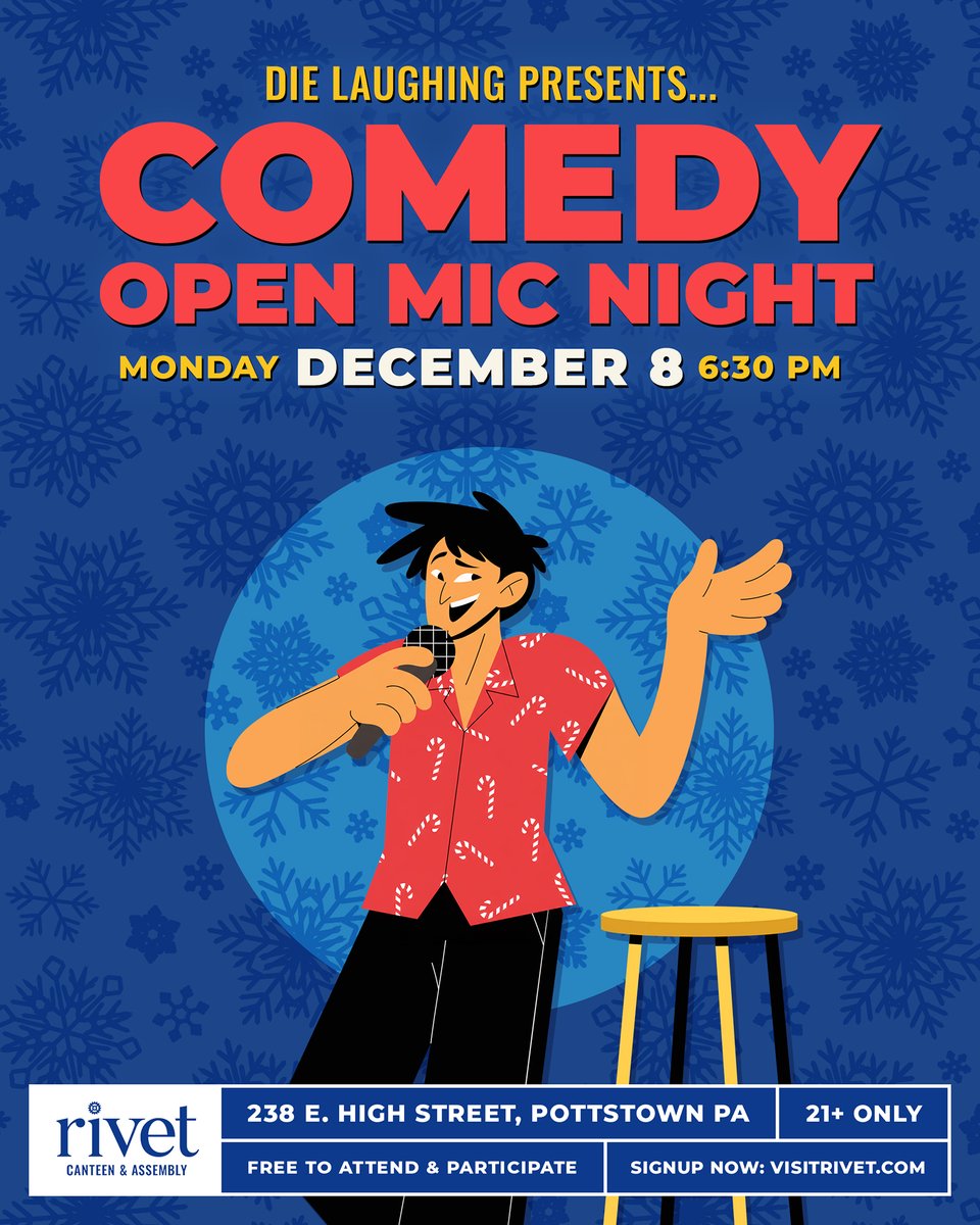 Our comedy open mic nights continue next week on Dec 8! You never know who will jump onstage, so if you've been before, get ready to hear all new material. As always, the show is FREE to attend and supports <a href="/DieLaughingOrg/">DIE LAUGHING , inc</a>'s nonprofit goals.

🎟️ Details: eventbrite.com/e/free-comedy-…