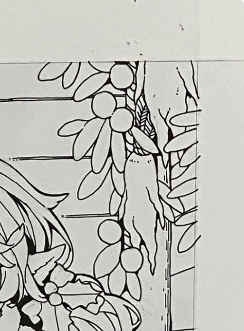 色紙万年筆で線入れてみた、サラサラ描けて良かった。 