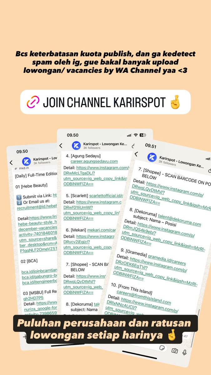 ayuk join yang belom, puluhan company n ratusan posisi setiap harinya wak ☝️

linknya ini whatsapp.com/channel/0029Vb…