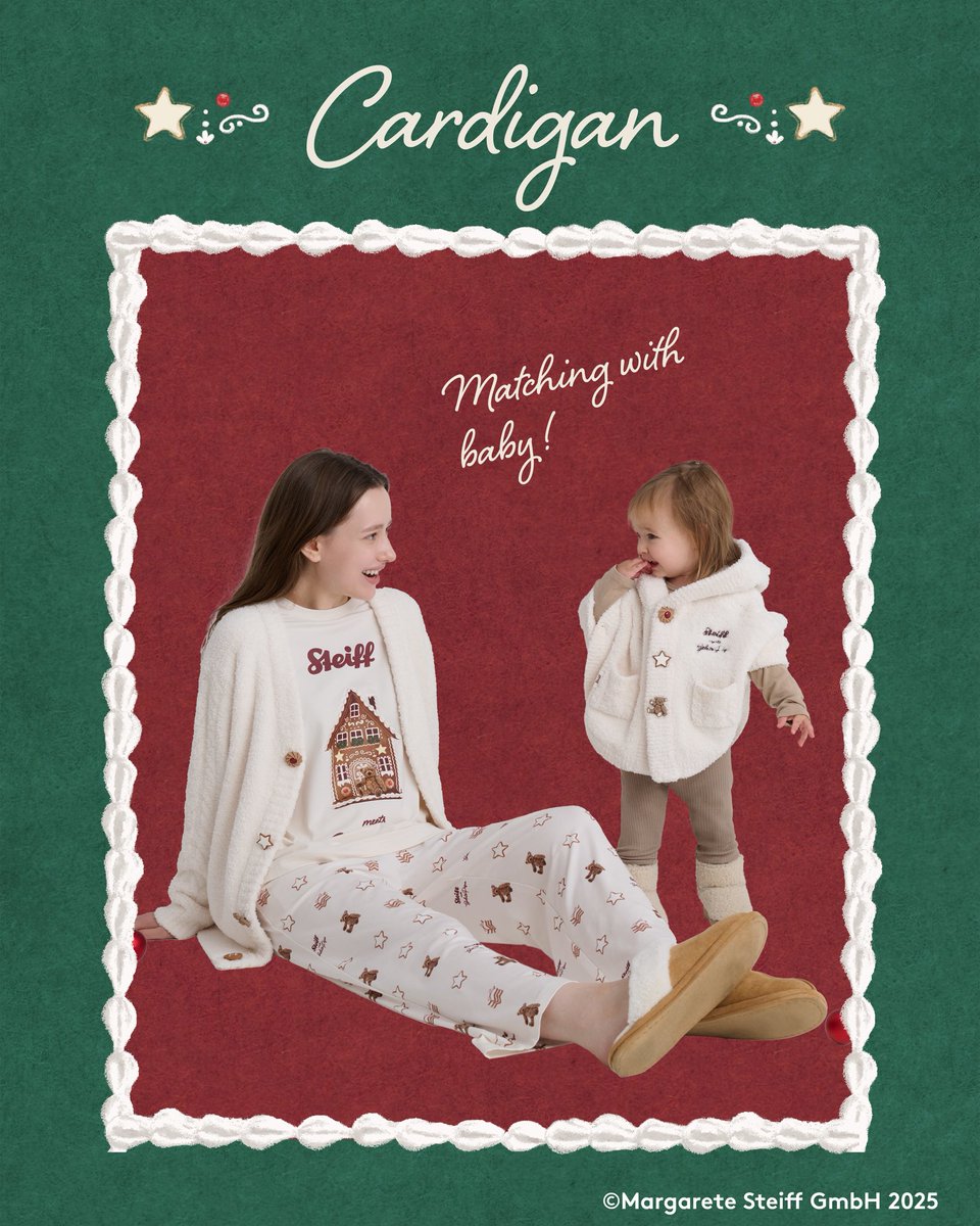 Steiff ジェラートピケ2025　パジャマ上下セット赤 Steiff ジェラートピケ2025 パジャマ上下セット赤 寒い冬を彩る