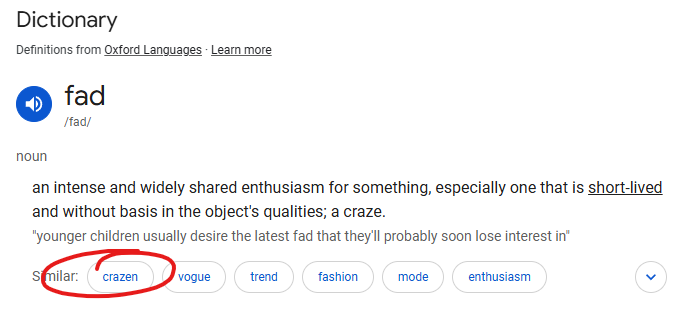 synonyms for fad