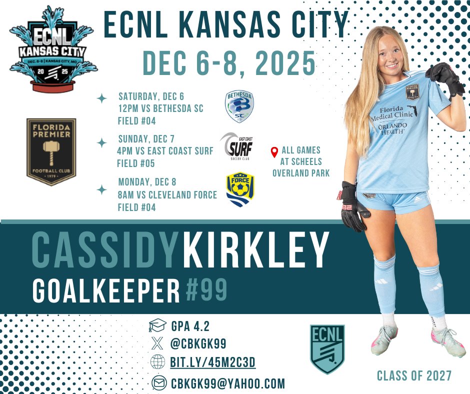 Cassidy Kirkley | ECNL | Goalkeeper | 2027 | ⚽️🧤 tweet media