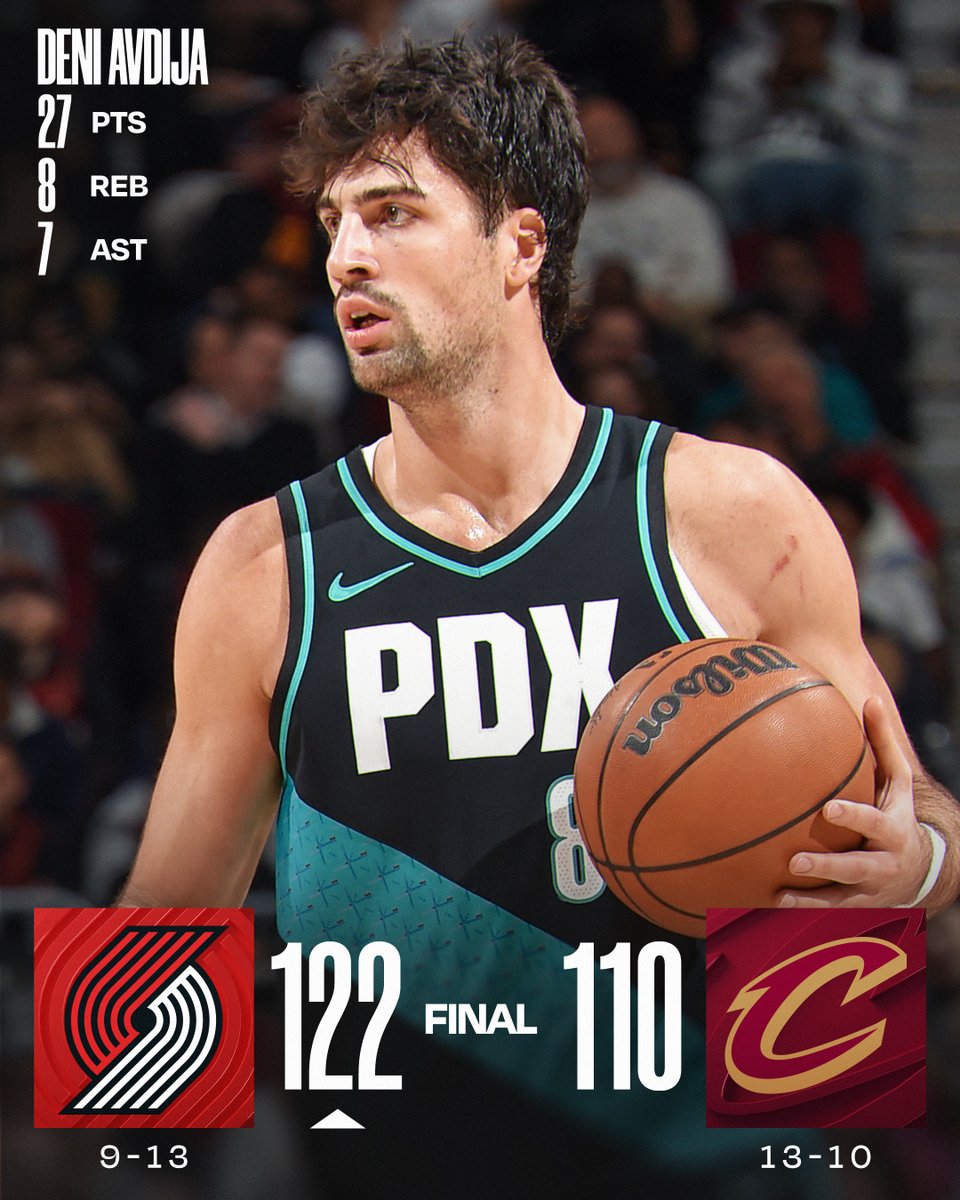 🏀 WEDNESDAY'S FINAL SCORES 🏀
Deni Avdija leads the @trailblazers to victory in Cleveland!
Shaedon Sharpe: 20 PTS, 9 REB, 5 AST
Caleb Love: 20 PTS
Donovan Mitchell: 33 PTS, 5 REB, 5 AST
Evan Mobley: 23 PTS, 10 REB, 5 BLK