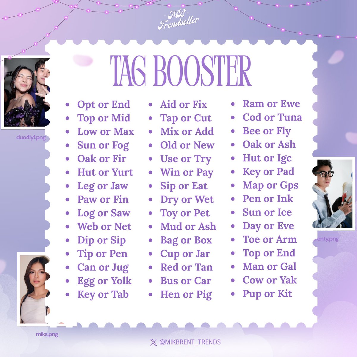 TWO THOUSAND REPLIES CHALLENGE 

Be reminded of the TP rules and include our tagline with pictures. Thank you, MENTies!

• No numbers   
• No emojis
• No all caps  
• At least three words per tweet  
• Engage with big accounts 

MIKBRENT CMM ON KCHAT