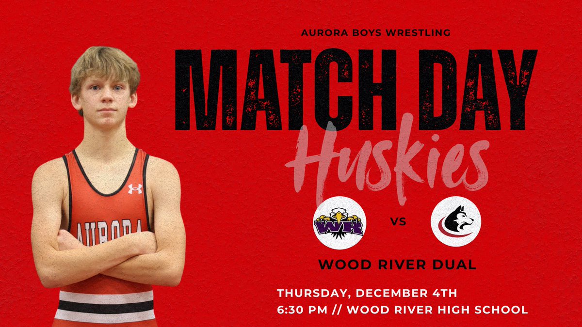 Aurora Boys Wrestling will kick off their season with a dual on the road to Wood River HS! Come support our Huskies!📆 12.4.25 ⌚️6:30PM              #Together #AuroraBoysWrestling