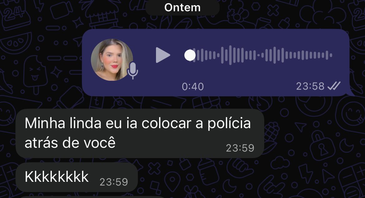 passei 2 dias pra responder minha amiga e ela ja tava assim