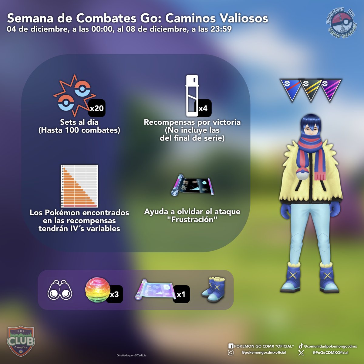 Entrenadores, no olviden que mañana da inicio a una Semana de Combates, con diversos bonus interesantes y una investigación temporal gratuita ✨

Diseñado por:  <a href="/Cadipia_Oficial/">Cadipia</a> 

#Pokemon, #pokemongoapp, #Pokemongo, #niantic, #pokemongocdmxoficial, #pvp, #pokemongobattleleague