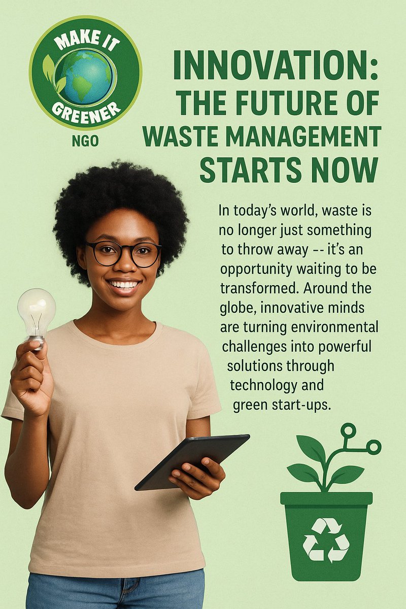 KajockTheodore's tweet photo. The Future of Waste Management Starts Now
In today’s world, waste is no longer just something to throw away it’s an opportunity waiting to be transformed.

#WasteManagementInnovation
#GreenTechAfrica
#SustainableFutureNow
#EcoStartupRevolution
 #YouthForTheEnvironment
@makeitgree https://t.co/b2nknwVD1e