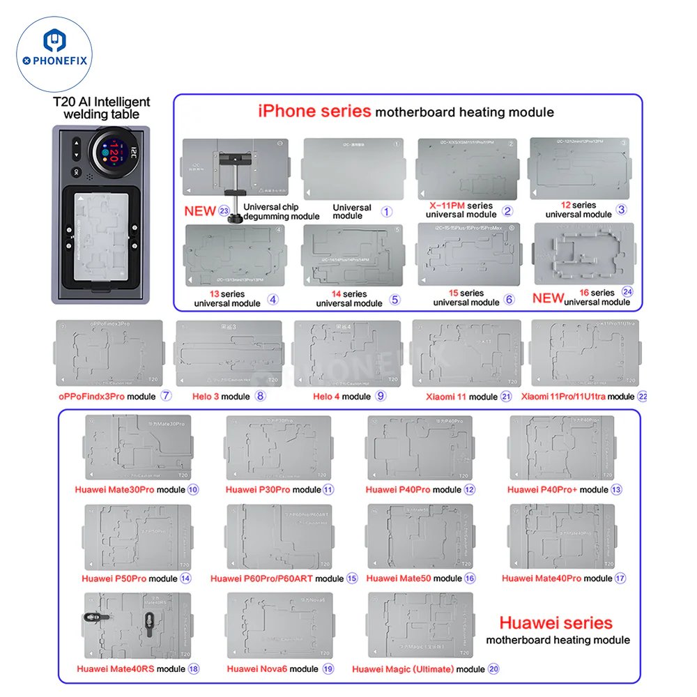 vipprogrammer_'s tweet image. i2C T20 Mobile Phone Mainboard PCB/CPU/IC/Face ID Screen Frame Preheating Separating Platform Logic Board Desoldering Separating Platform

#phonerepair #iPhone17ProMax #PCBrepair #screen #CPURepair #ecufixtool #motherboardrepair #phonefix #solderingstation #welding