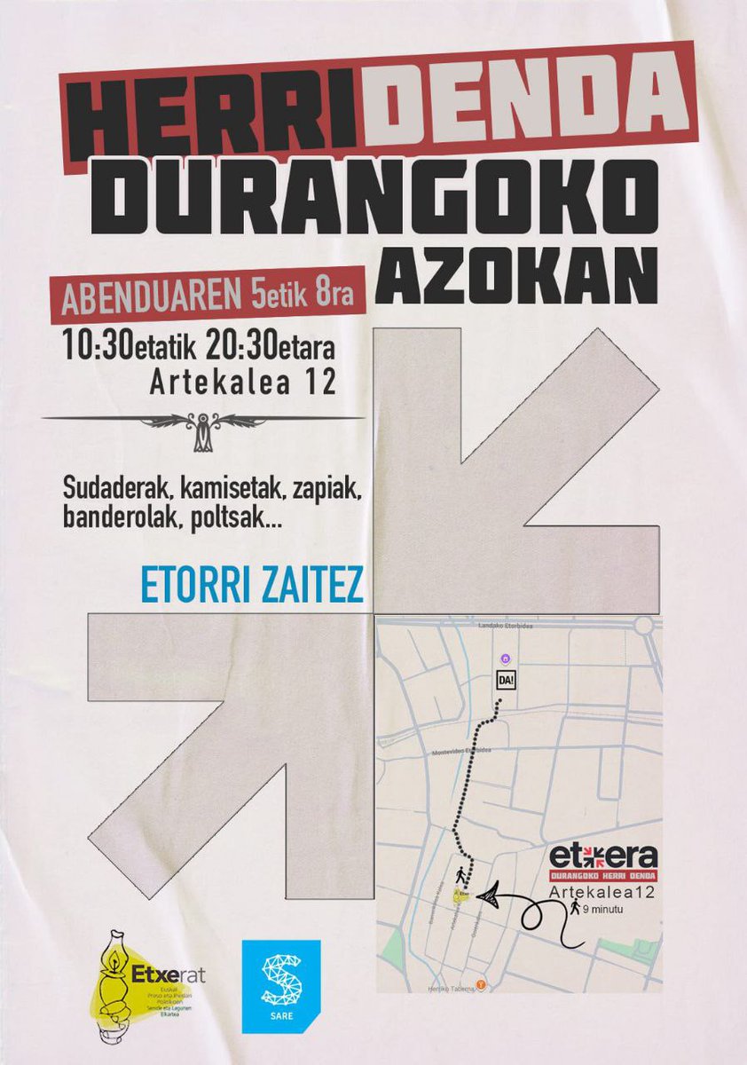 HERRI DENDA, DURANGON AZOKAN

📌Durango, Artekalea Kalea 12º

» Udaletxetik 150metrora. 

 ABENDUAREN 5tik 8ra

⏰ ORDUTEGIA: 10:30-20:30