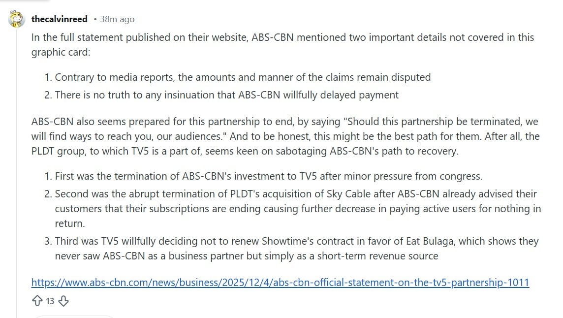 Nabasa ko lang sa Reddit. May point ha, grabe kayo Kapatid!!