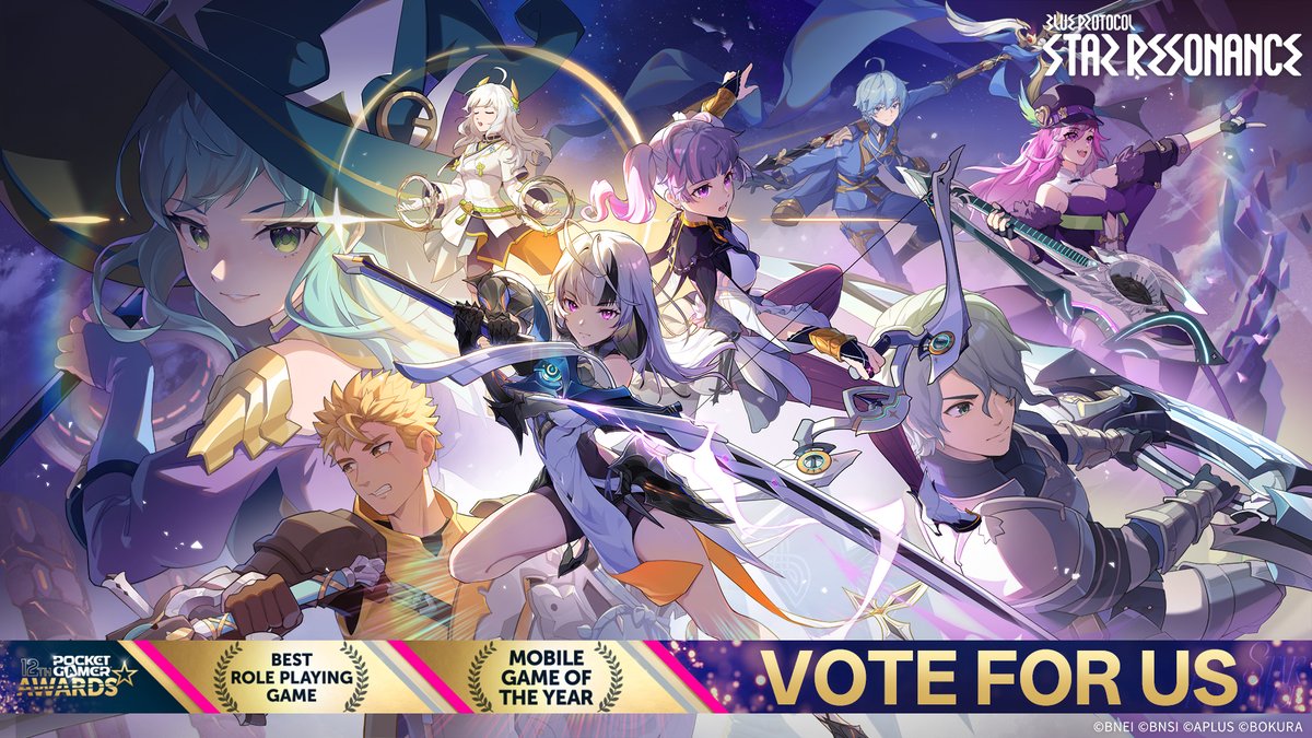 Thanks to our amazing community, Star Resonance is nominated for Mobile Game of the Year &amp; Best RPG at the Pocket Gamer Awards! 

🔗 Vote for us here before Dec.17:
pocketgamer.com/pocket-gamer-a… 

#BlueProtocolStarResonance #StarResonance #BPSR