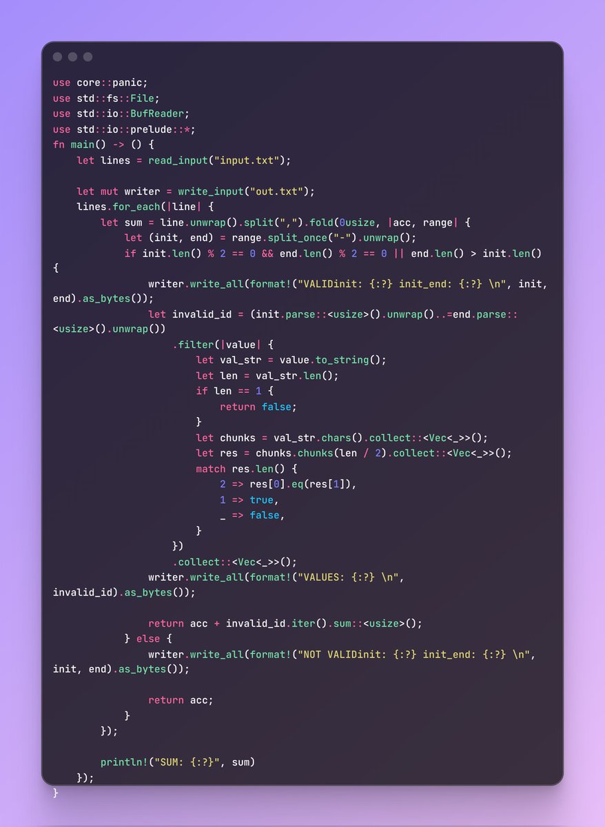 ibrahimasorydi3's tweet image. I&apos;ve completed Part One of &quot;Gift Shop&quot; - Day 2 - Advent of Code 2025 adventofcode.com/2025/day/2 #AdventOfCode #Rust