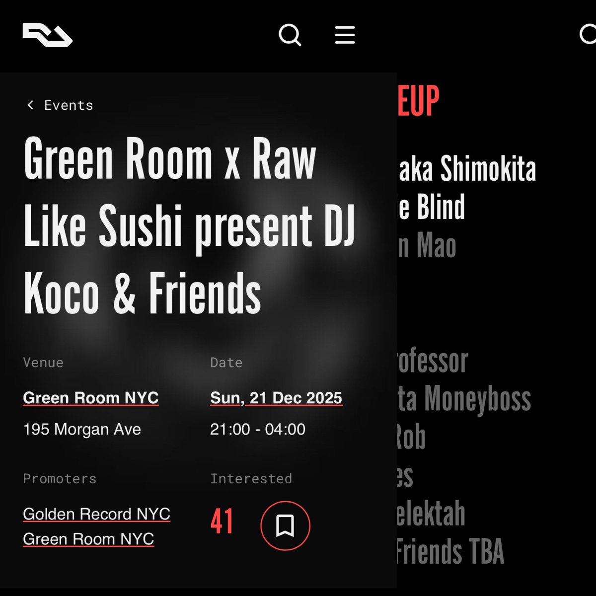 DJEVILDEE's tweet photo. SUNDAY DECEMBER 21st 2025 !!!
#greenroomnyc X @RawLikeSushi PRESENTS #djkocoakashimokita & FRIENDS !!!
AT
GREEN ROOM NYC
195 MORGAN AVENUE
BROOKLYN, NY 11237
DJ’s
#djkocoakashimokita
@BOOGIEBLIND
@chairmanmaonyc
@edan_exists
@DJEVILDEE
#largeprofessor
@minnesotabeats
#rockinrob45
#psycholes
@StatikSelekt
MORE TBA
TICKET 🔗 IN BIO !!!