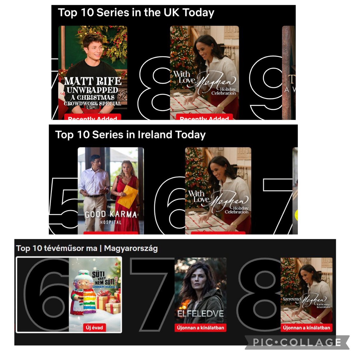 LuckyRevin's tweet photo. So far on Day1 #WithLoveMeghanHolidayCelebration is trending #top10netflix
No:8 in #UK
No:6 in #Ireland
No:8 in #Hungary
Wohooo❤️❤️❤️😍😍 come on #USA keep streaming #WithLoveMeghanonNetflix #WithloveMeghan 🎉🎊🎁🎄
#SussexSquad https://t.co/6M5dQgy9Sb