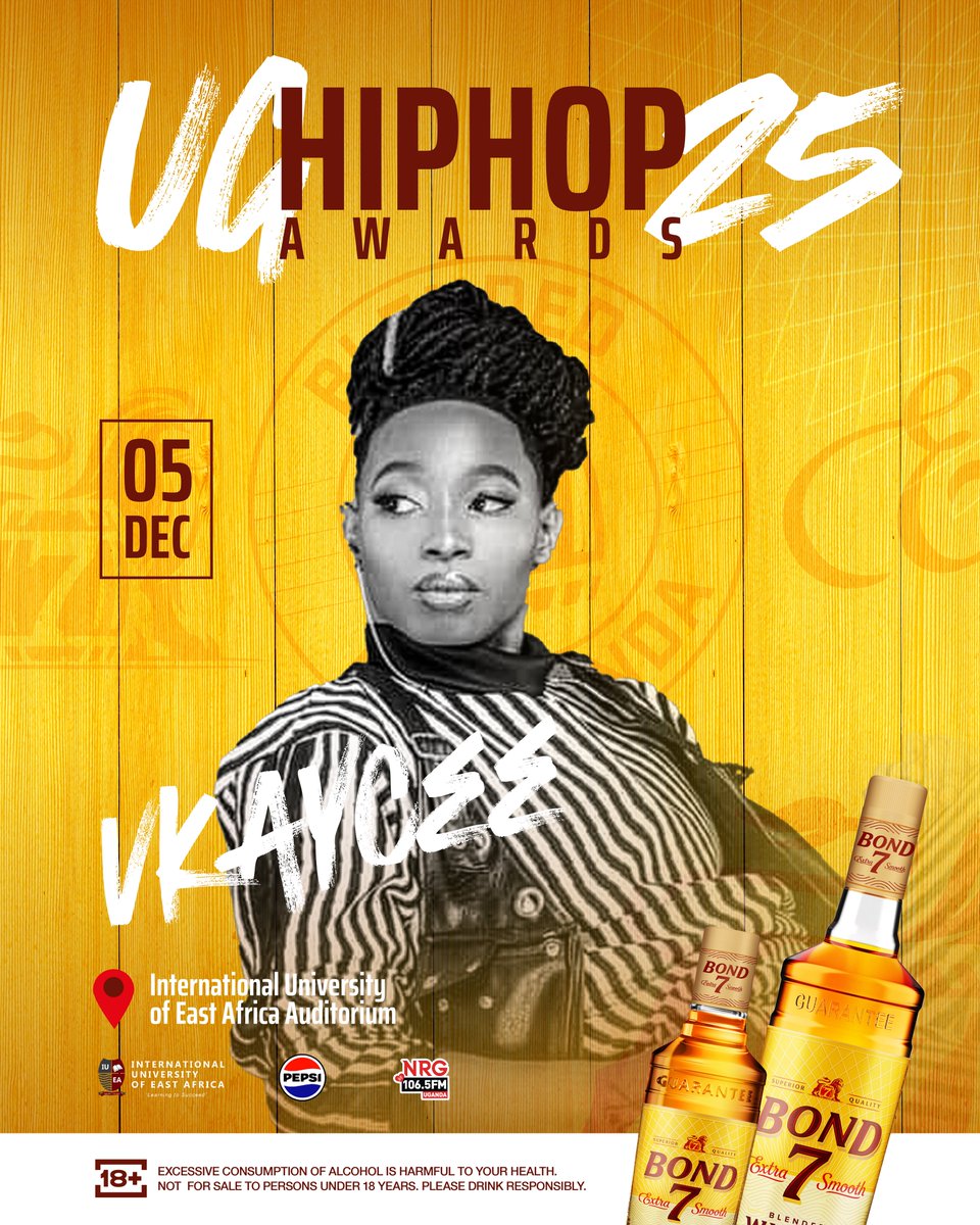 officialughha's tweet photo. 🔥⚡️🎤🎧🏆Ready to turn up with @vkaycee256 tomorrow ?

High performance energy activated! Do not miss the action on the #UGHipHopAwards2025 stage 🎤 5th December @iuea_uganda 

🎟️30k Ordinary 🎫50k VIP
#UGHipHopAwards25 is brought to you by #Bond7UG  @pepsiuganda @nrgradioug https://t.co/dp9xjyXeO2