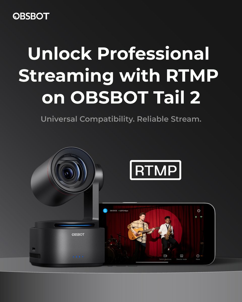 👉Ready to go live with your OBSBOT Tail 2? Real-Time Messaging Protocol (RTMP) is a reliable method for transmitting high-quality video from your source to live streaming platforms. In this article, we will introduce what RTMP is and guide you on how to set up a live stream