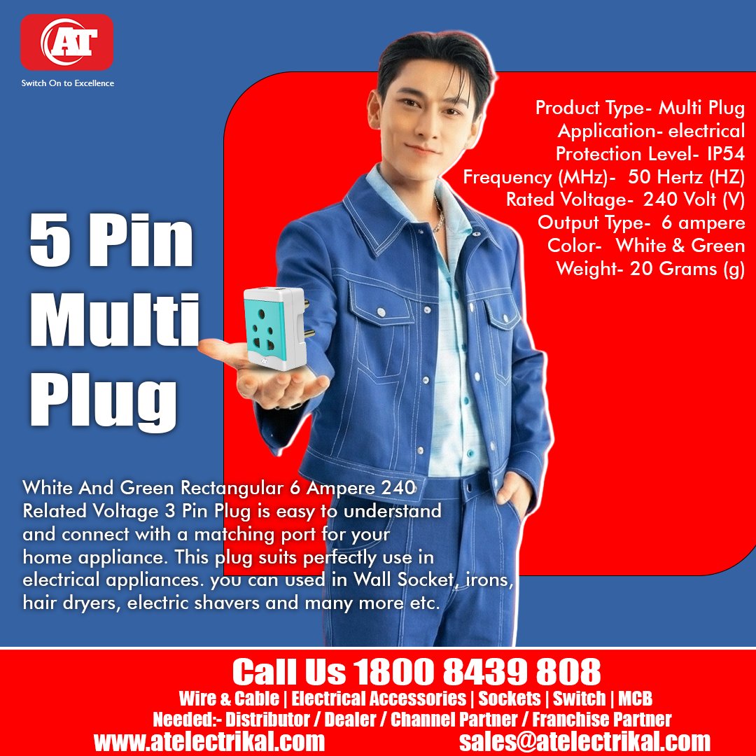 ATELECTRIKAL's tweet image. Perfect for home appliances, electronics &amp;amp; daily use.

Call Us: 1800 8439 808
 Website: atelectrikal.com
 Email: sales@atelectrikal.com
#5PinMultiPlug #MultiPlug #ATKabel #ElectricalAccessories #QualityYouTrust #SafeWiring