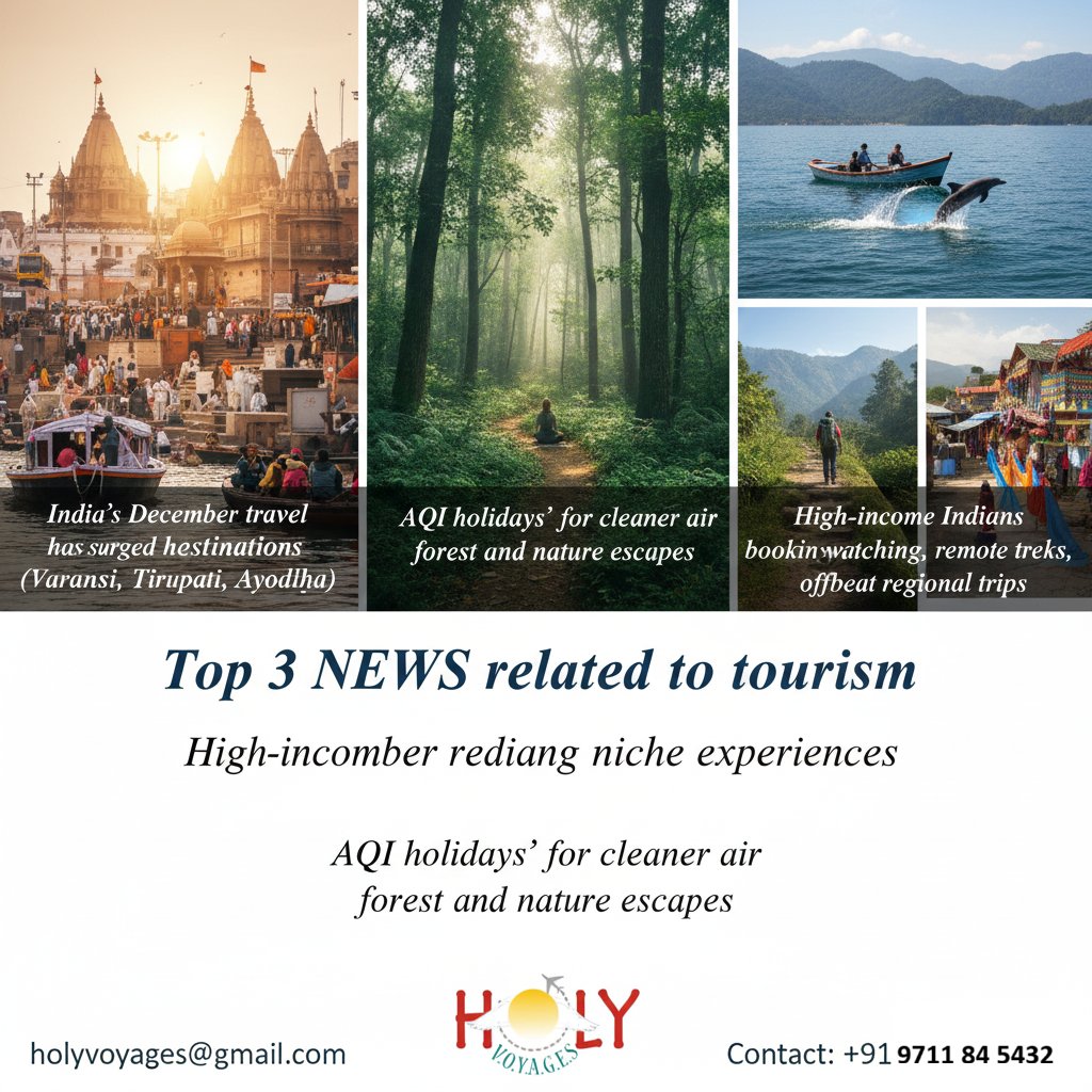 holyvoyages's tweet photo. 𝐓𝐨𝐩 𝟑 𝐍𝐄𝐖𝐒 𝐫𝐞𝐥𝐚𝐭𝐞𝐝 𝐭𝐨 𝐭𝐨𝐮𝐫𝐢𝐬𝐦 :
https://t.co/QCIngDXS69
9711845432 | 9616731175

#IndianTourism #HolyVoyages #SpiritualTravel #VaranasiTours #TravelIndia #travelNEWS https://t.co/td6I9IXdW1