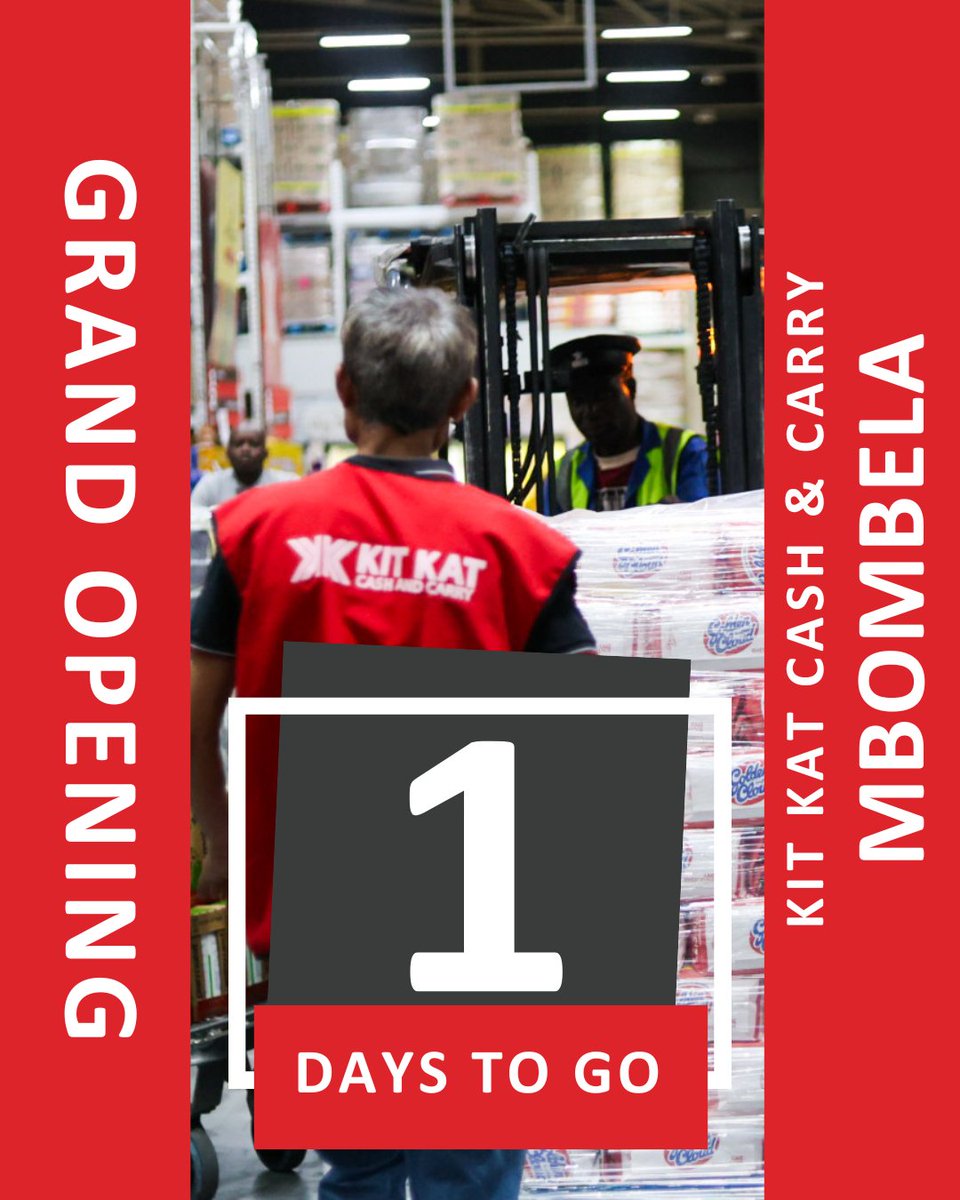 KitKatGroupSA's tweet image. Tomorrow’s the day, Mbombela! 🎉
Your brand new Kit Kat Cash &amp;amp; Carry store is opening its doors, get ready for unbeatable deals and endless savings!