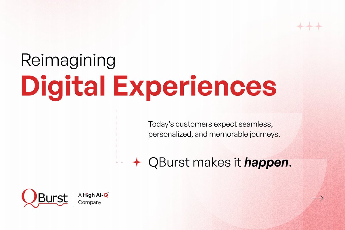 QBurst's tweet image. Every interaction matters. Customers expect journeys that feel personal, effortless, and worth returning to. With QBurst, you get design rooted in user empathy, AI-powered personalization, and technology that scales. Learn more: bit.ly/476eTZ5