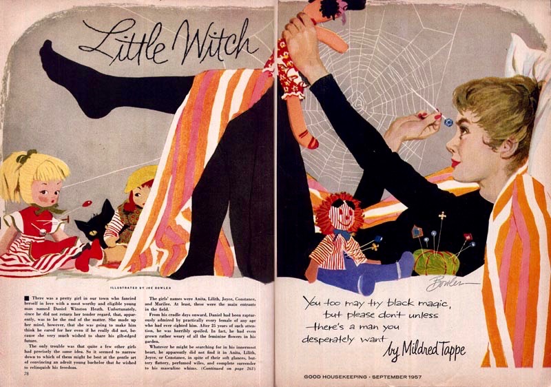LRonLacy's tweet photo. Mildred Tapper, “Little Witch”.
‘You too may try black magic, but please don’t unless there’s a man you desperately want’
*Good Housekeeping *, December 1957
#illustration #illustrationart #illustrationartists #JoeBowler https://t.co/KgeXtZpqx2