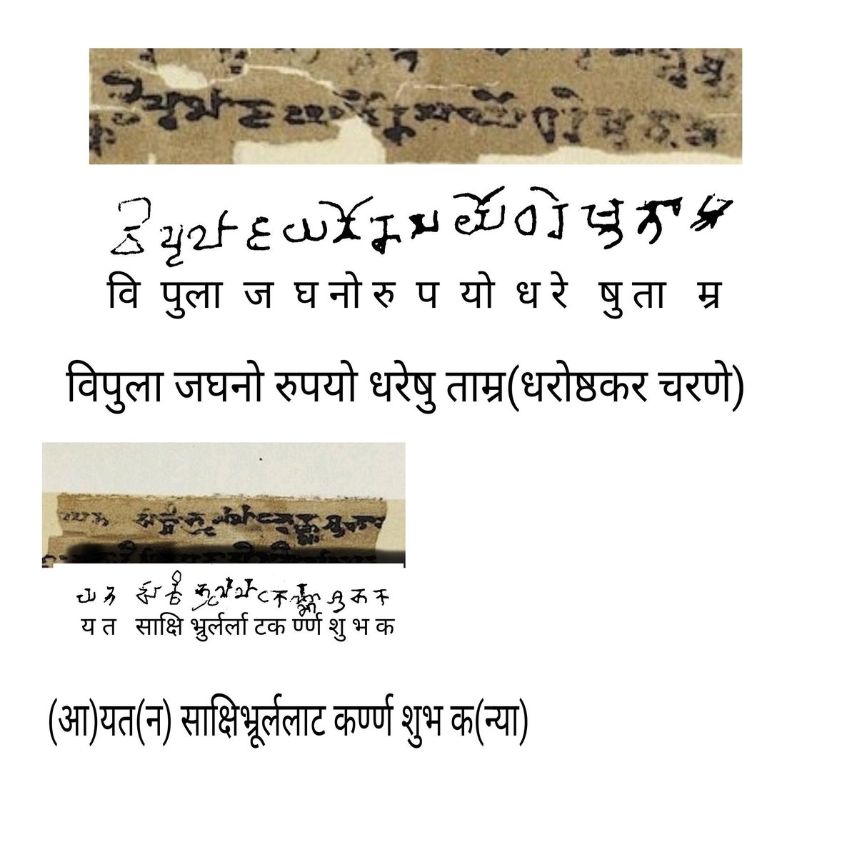 chronicle_watch's tweet image. Of course The Nāṭyaśāstra is indeed older than the Kushan period. This is evident because a Kushan - gupta -era manuscript of a text called Chhandovichiti, written in Brahmi script, includes a verse from the Nāṭyaśāstra as an example. This clearly shows that the Nāṭyaśāstra…
