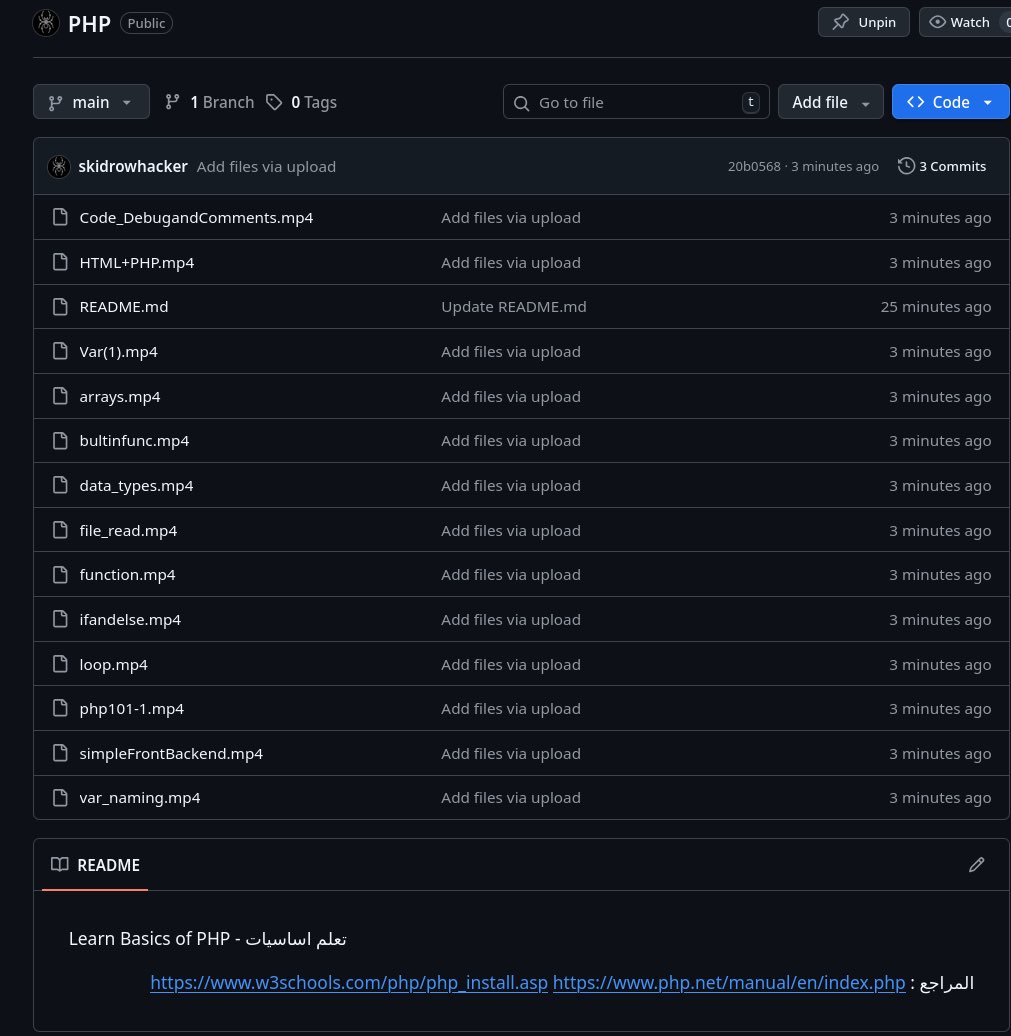 firfox20's tweet image. مرجع لدورة PHP 
github.com/skidrowhacker/…
نصيحة : جهز سيرفر محلي وطبق صفحة صفحة وافهم الكود وحاول اكثر من مره لين يسهل عليك انك تكتب بشكل سريع 
بالتوفيق لكم 👏
اتمنى اكون وفقت بالشرح واستفدتو 🙏🏻
#PHP