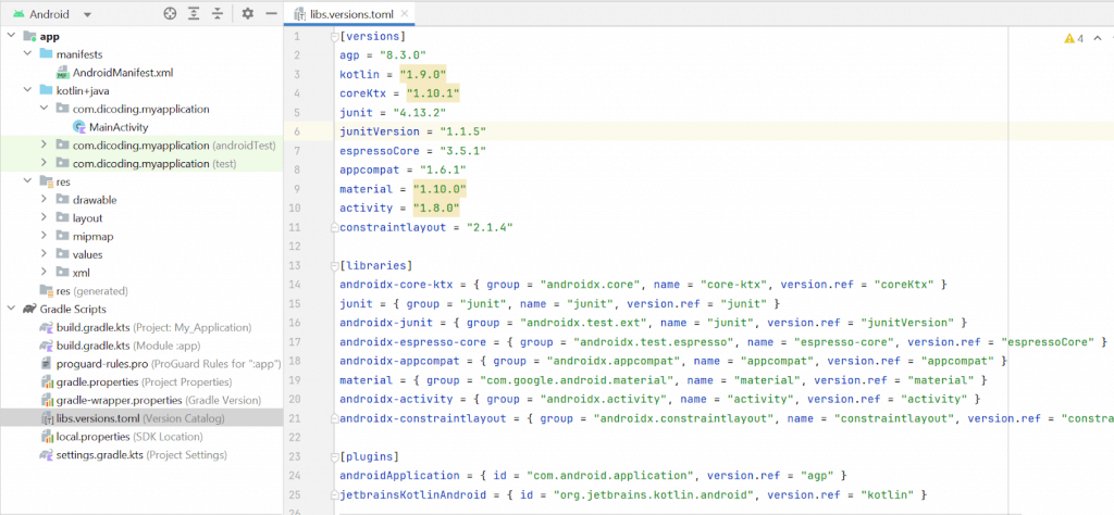 dicoding's tweet image. Android Devs! Sadar nggak ada yang beda di struktur project Android Studio Iguana ke atas? 🤔

Yes, file libs.versions.toml!

Ini adalah standar baru manajemen dependensi project Android. Bye-bye hardcoded dependency yang berantakan! 👋🍝

Mari kita bedah! 🧵👇

#DicodingThread