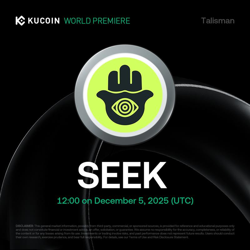 kucoincom's tweet photo. 📢 World Premiere Listing: @wearetalisman $SEEK is coming soon to #KuCoin!

Talisman is an AI-powered DeFAI wallet that turns self-custody into an intelligent, automated, yield-generating engine.

📅 Trading starts: 12:00 on December 5, 2025 (UTC)
💰 Deposits effective immediately (ETH-ERC20)
🔁 Pair: SEEK/USDT

Hodler Airdrop Details: https://t.co/dWHXmYrILn

#KuListing #SEEK