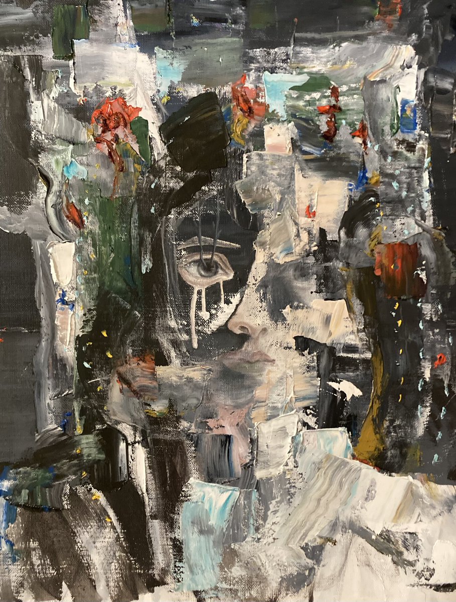 F6 「変わった月」 #oilpainting #油絵