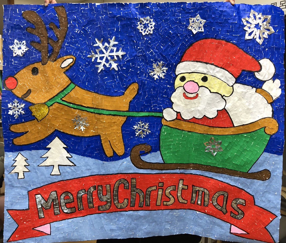 funnyfunny0501's tweet photo. デイサービスFunnyてす。
メリークリスマス🎄🎅✨
いよいよ12月になりした。
12月の貼り絵が完成したのであっぷします！
皆さんで協力して可愛いのが出来ました😂

#デイサービス #因島 #介護 https://t.co/u5tAQ06xHm