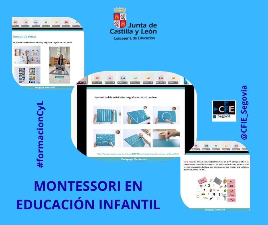 🏁Última sesión: Montessori en Ed. Infantil
Hoy trabajamos la lectoescritura.
🗣 Línea del lenguaje
👂Niveles auditivo, visual y motor
🟡Resaques metálicos, sólidos gramaticales, tarjetas de 3 partes...
👏¡Muchas Gracias a nuestra excelente ponente Miriam Escacena!
#formaciónCyL