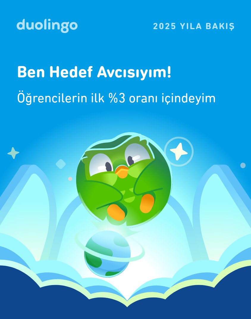 2025'te Duolingo'da ne kadar çok şey öğrendiğime bak! Sen neler yaptın? #Duolingo365