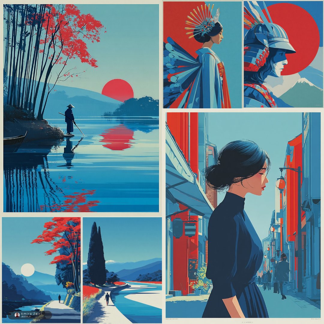 Japanese collage panels