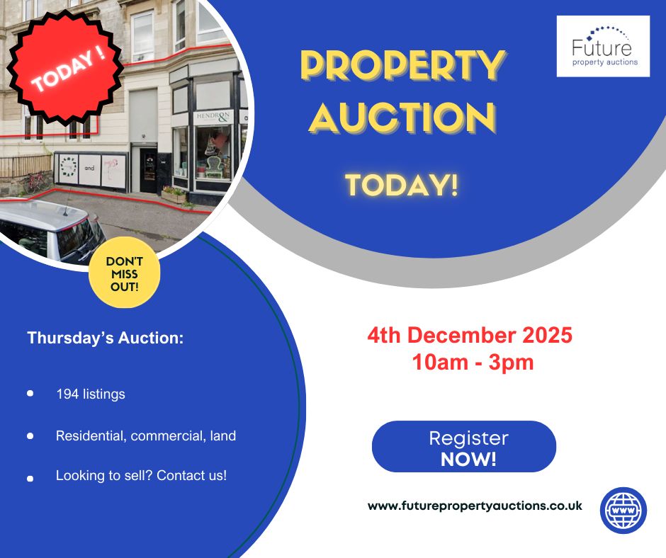 FuturePropAuc's tweet image. TODAY! - There is still time to register...

SPECIAL 190+ LOT INVESTMENT AUCTION on behalf of a major asset management company.
Thursday, 4th December 2025, 10am - 3pm. 
Register to bid now!

Auction Properties: buff.ly/PR20jgv 
Register now: buff.ly/sSfmh2a