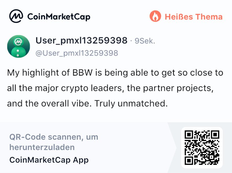 User_pmxl13259398 hat auf das Thema geantwortet: Binance Blockchain Week 2025 is back bigger and bolder with top voices, big insights and surprises. What is your top BBW highlight?
What's your top BBW highlight? Binance Blockchain Week is LIVE 👇
<a href="/CoinMarkCap/">CoinMarkCap</a> 🚀